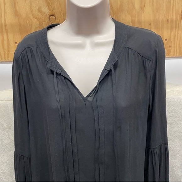 Ro & De Blouse Black Peasant Sleeve Keyhole Neck Oversized Tunic Sm whimsigoth - Picture 6 of 8